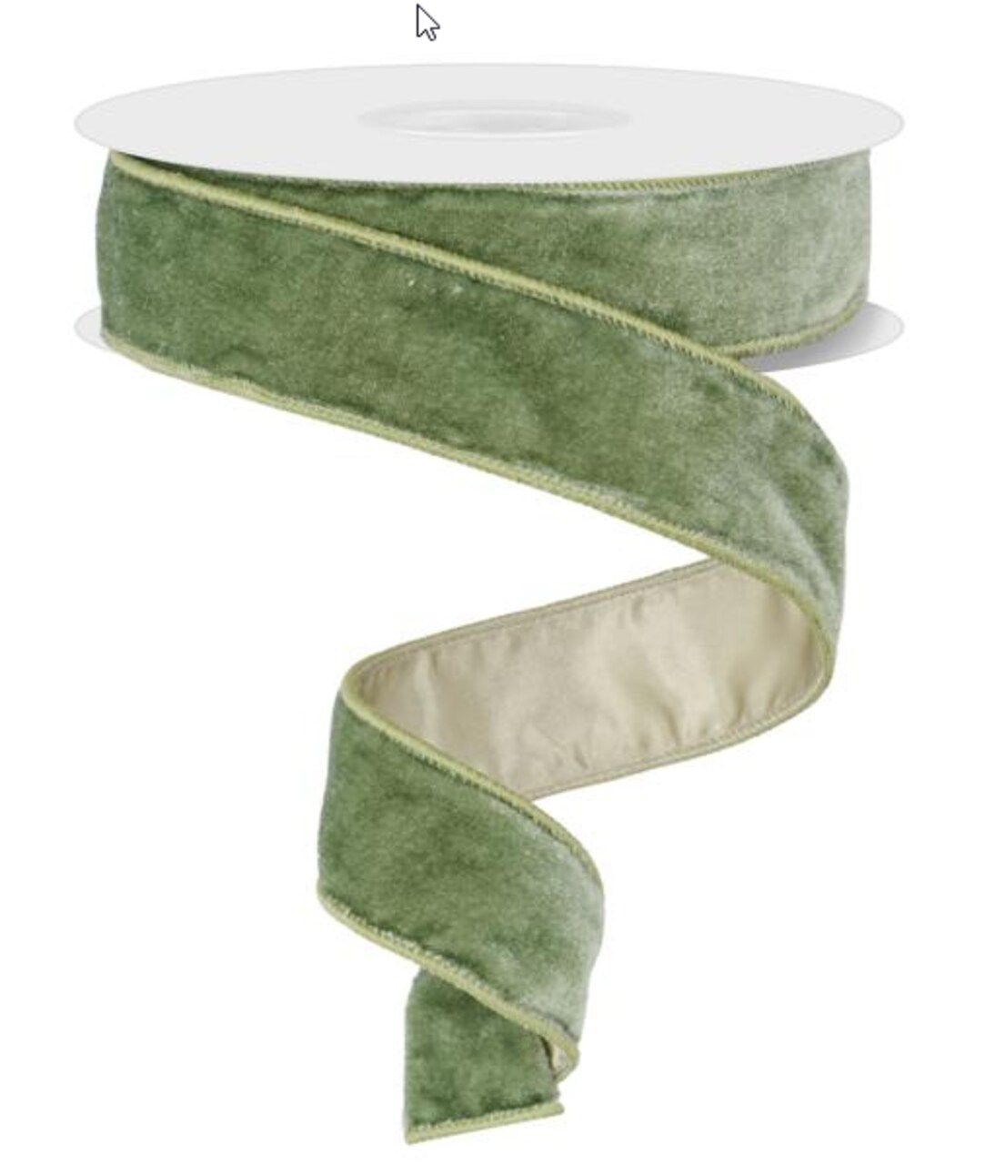 1.5"x10yd Sage Green Velvet Ribbon | Wired Deluxe Velvet with Satin Backing for Bows & Decor (RGE165830)